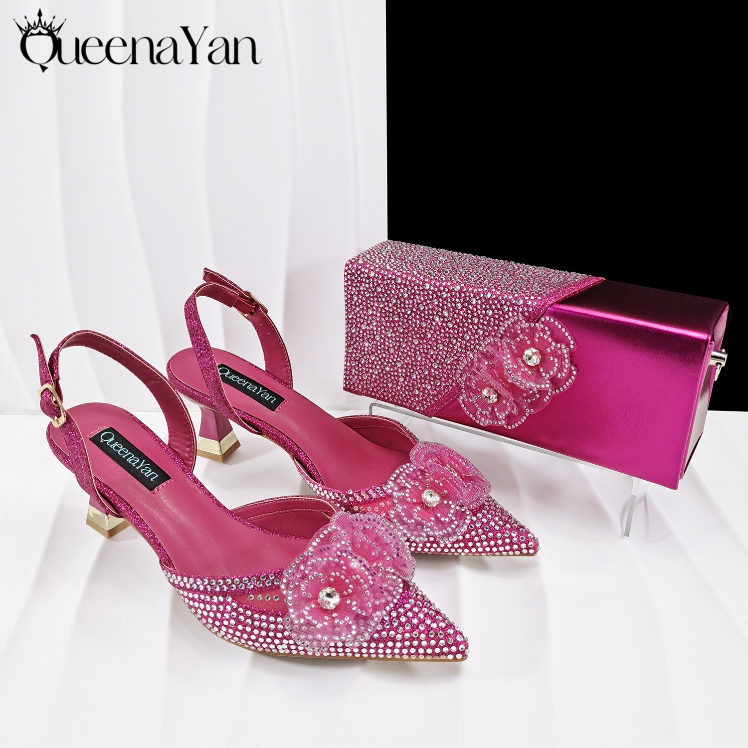 Women Bags Medium Size - QueenaYan Fuchsia Color Shoes and Bag