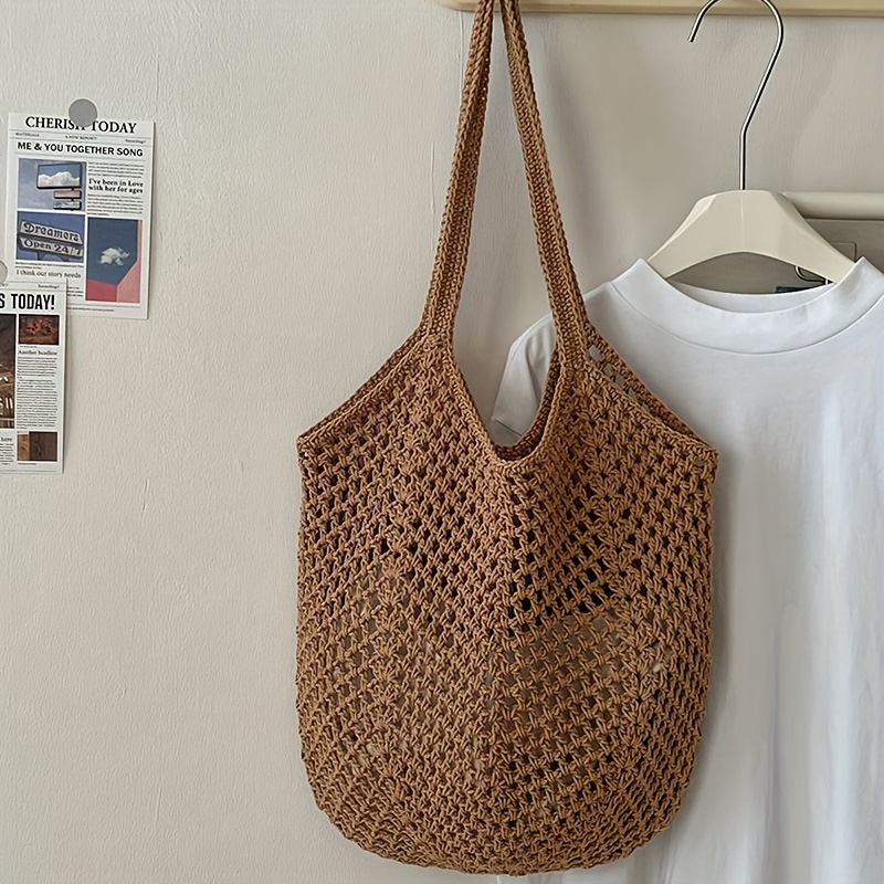 Crochet Mesh Tote Bag Hollow W - Crochet Market Bag 리뷰 및 가격
