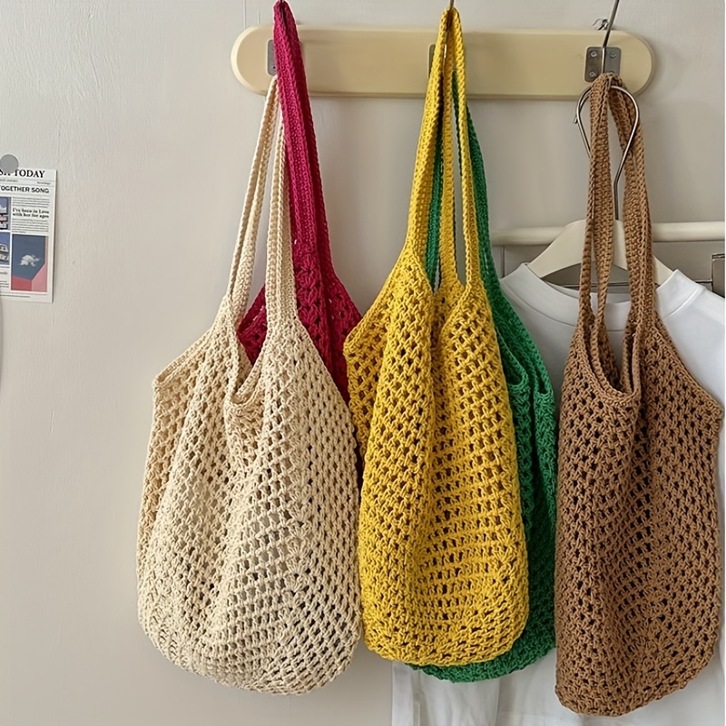 Crochet Mesh Tote Bag Hollow W - Crochet Market Bag 리뷰 및 가격