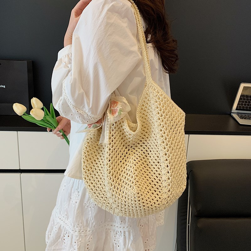 Summer Lace Bow Tote Bags Wome - Crochet Market Bag 리뷰 및 가격