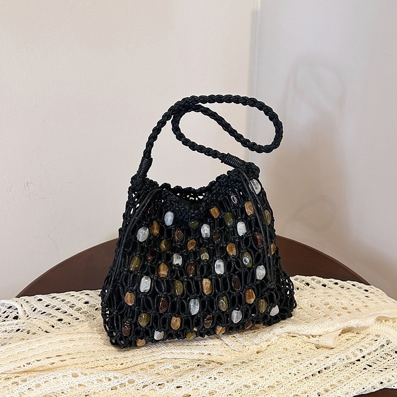 Summer Hollow Out Woven Beaded - Crochet Market Bag 리뷰 및 가격