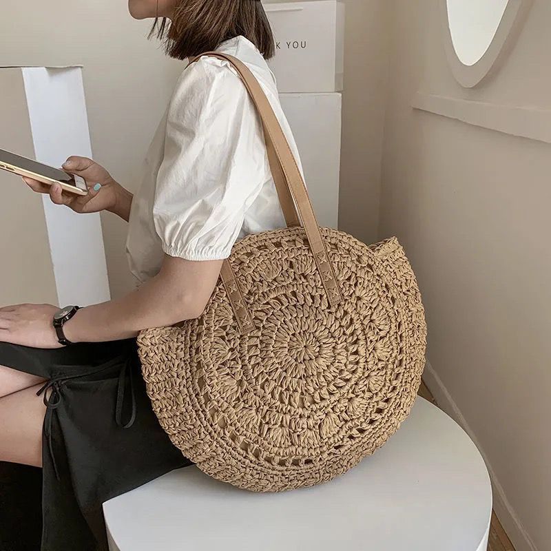 Fashion Round Crochet Straw To - Crochet Market Bag 리뷰 및 가격
