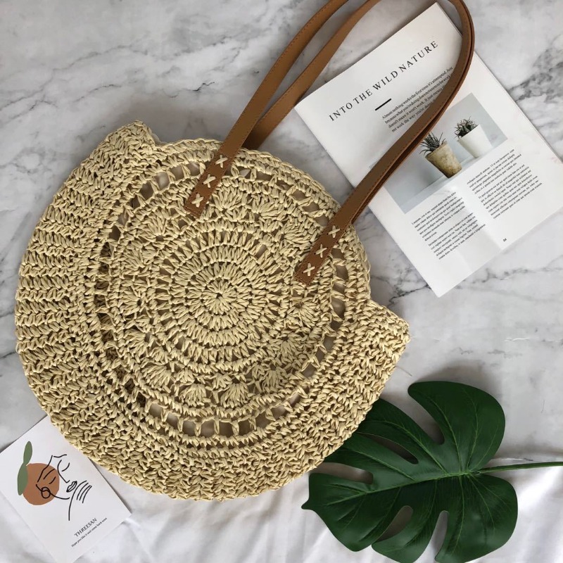 Fashion Round Crochet Straw To - Crochet Market Bag 리뷰 및 가격