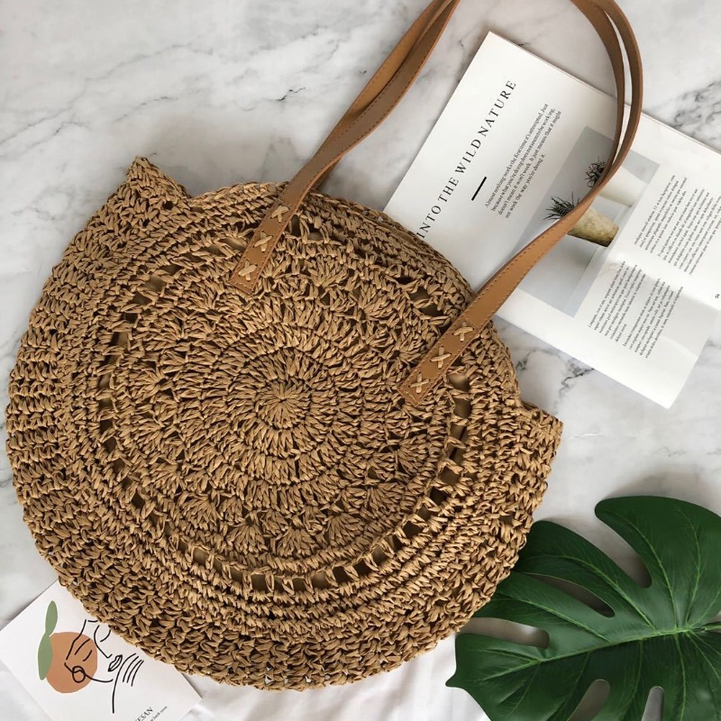 Fashion Round Crochet Straw To - Crochet Market Bag 리뷰 및 가격