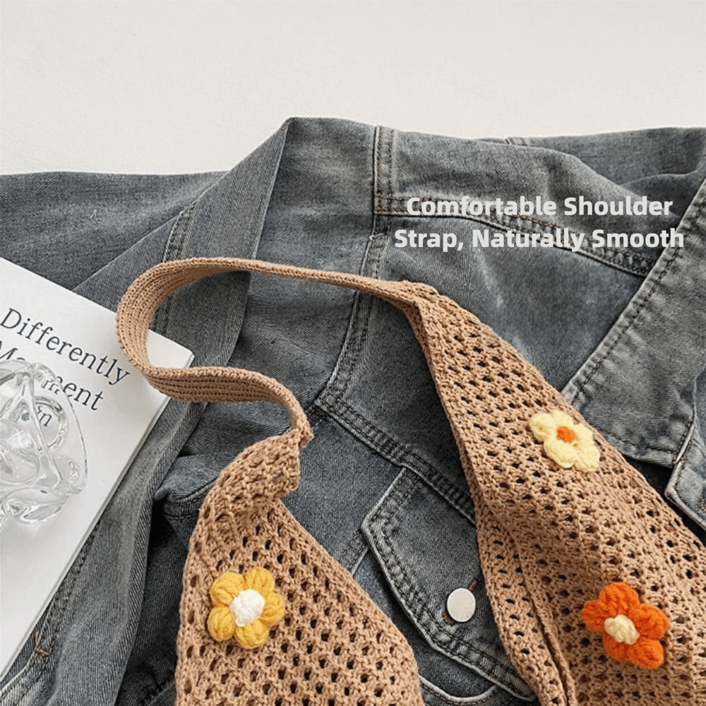 Fashion Flower Knitted Shoulde - Crochet Market Bag 리뷰 및 가격