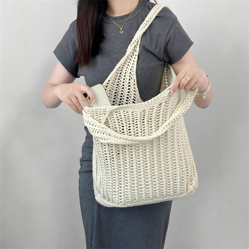 Solid Color Large Capacity Kni - Crochet Market Bag 리뷰 및 가격