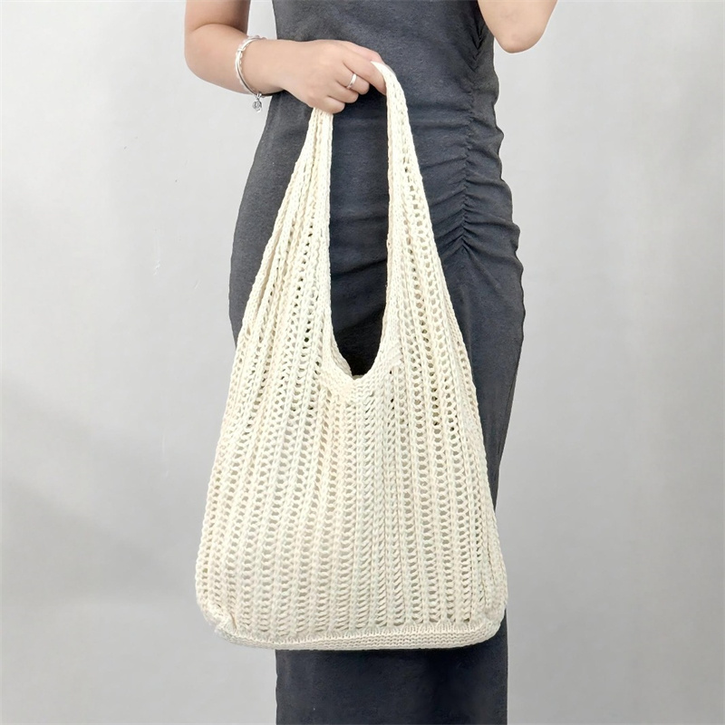 Solid Color Large Capacity Kni - Crochet Market Bag 리뷰 및 가격