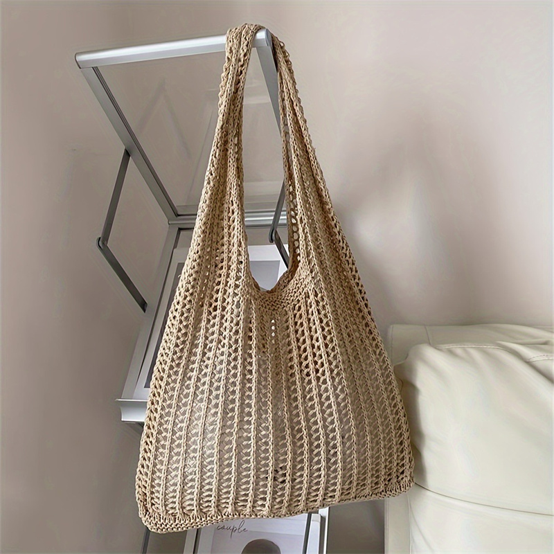 Solid Color Large Capacity Kni - Crochet Market Bag 리뷰 및 가격
