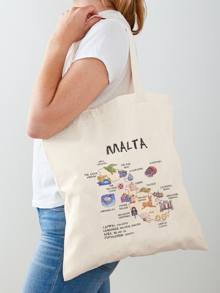 Malta - illustrated map Tote B - Women Bags Malta 리뷰 및 가격