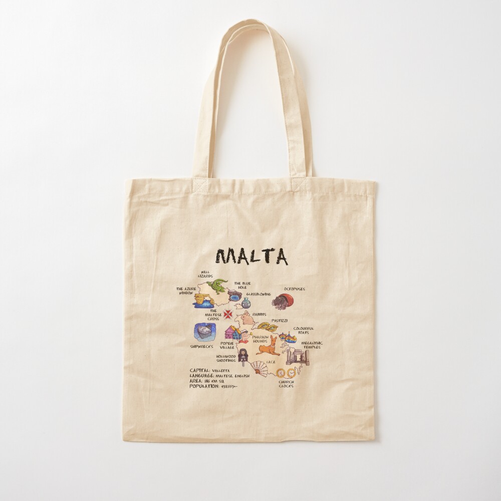 Malta - illustrated map Tote B - Women Bags Malta 리뷰 및 가격