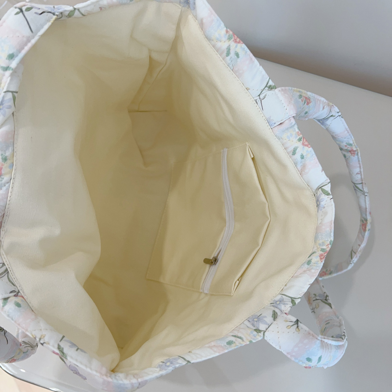 French Floral Quilted Tote Bag - Women Bags Medium Size 리뷰 및 가격