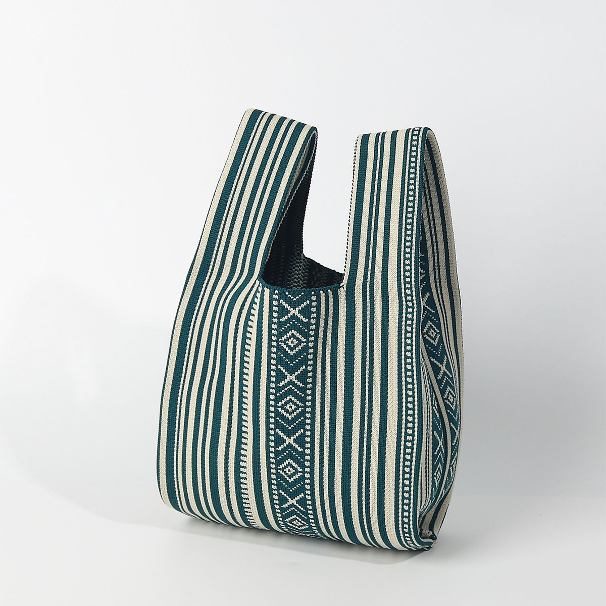 Line Pattern Knitted Crocheted - Crochet Market Bag 리뷰 및 가격