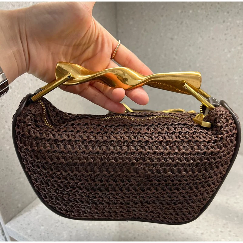 Gold Handle Brand Handwoven Ha - Women Bags High End Brands 리뷰 및 가격