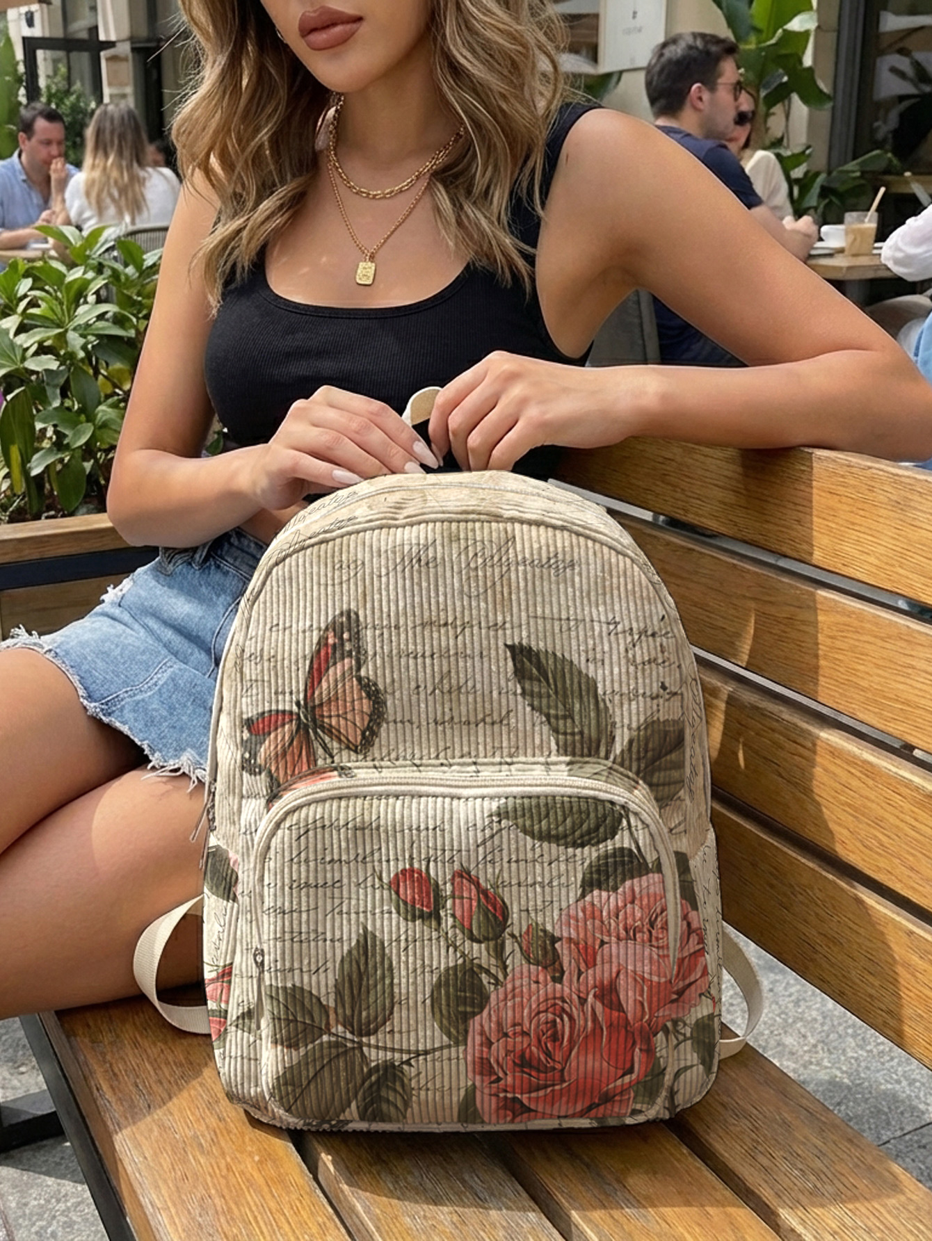 Vintage Roses & Butterfly Prin - Women Bags Medium Size 리뷰 및 가격