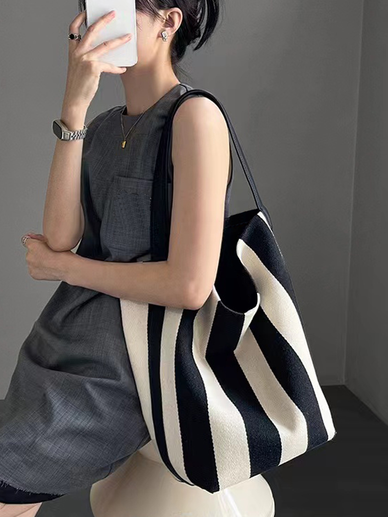 Niche striped canvas bucket ba - Women Bags Prada 리뷰 및 가격