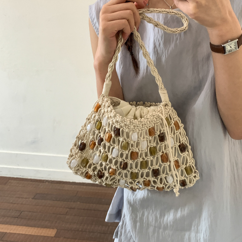 Hollow Beading Women Shoulder  - Crochet Market Bag 리뷰 및 가격