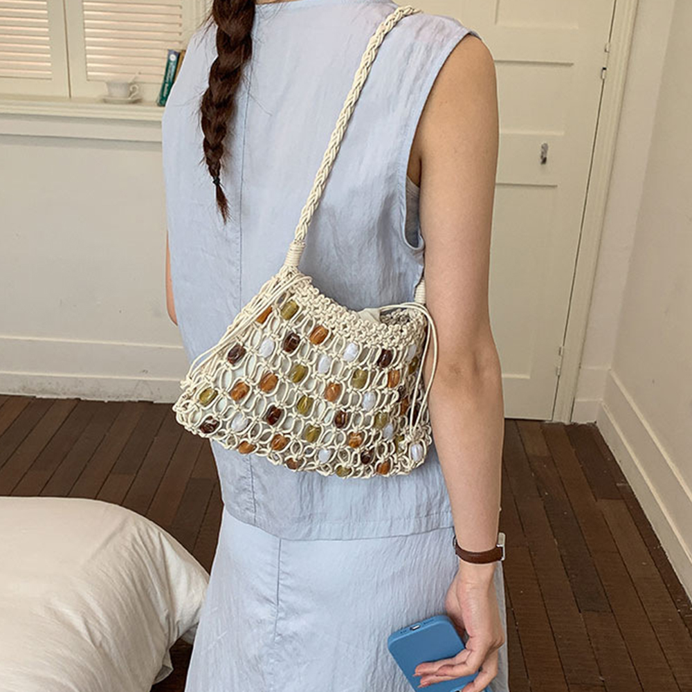 Hollow Beading Women Shoulder  - Crochet Market Bag 리뷰 및 가격