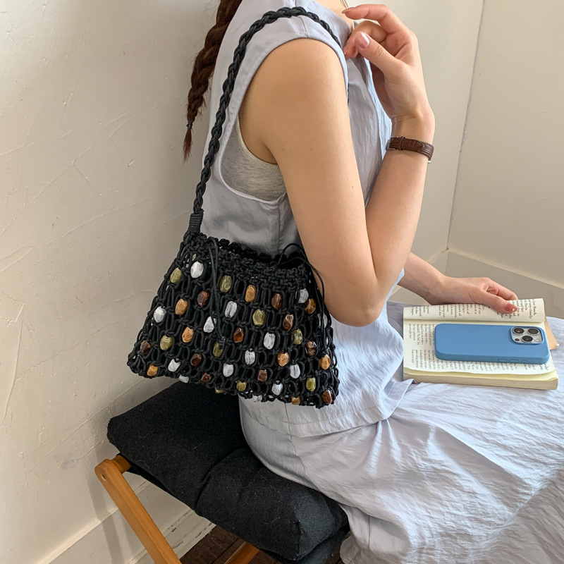 Hollow Beading Women Shoulder  - Crochet Market Bag 리뷰 및 가격